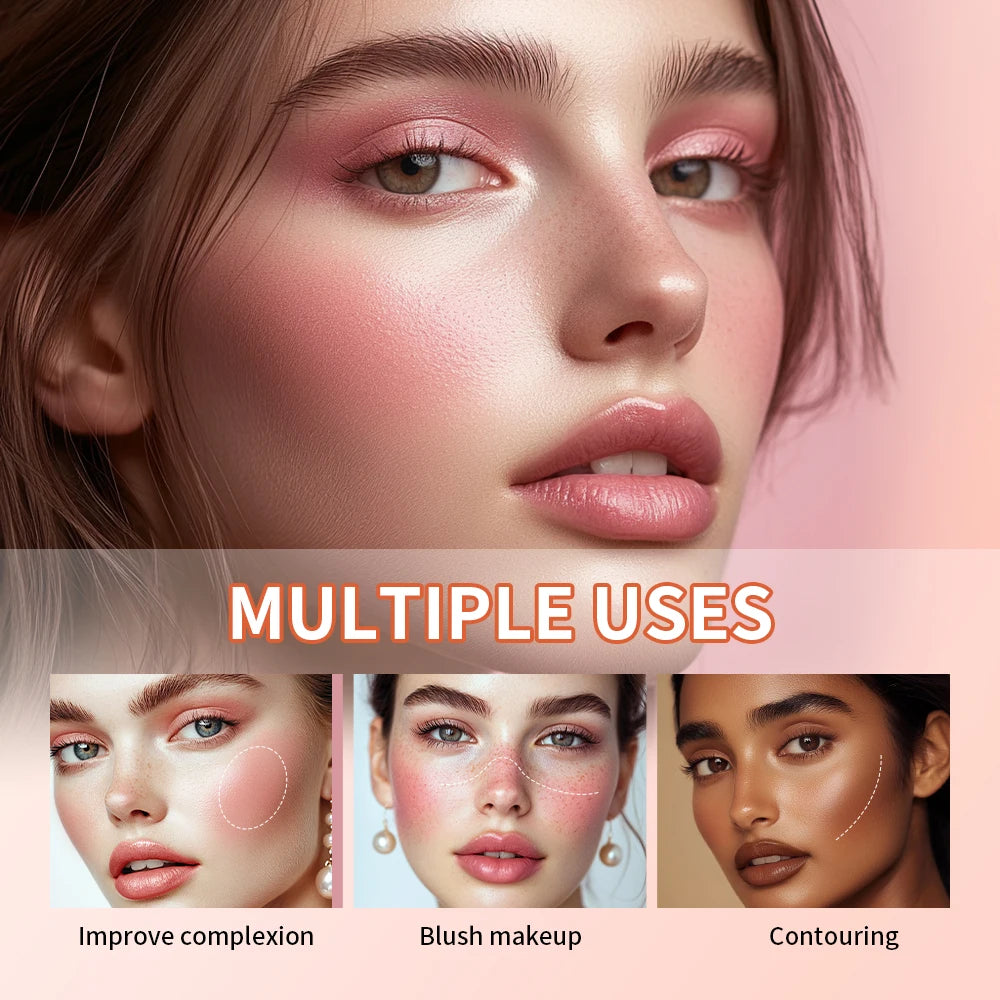 Lakerain 8-color cream blusher palette with waterproof concealer and natural highlighter shades