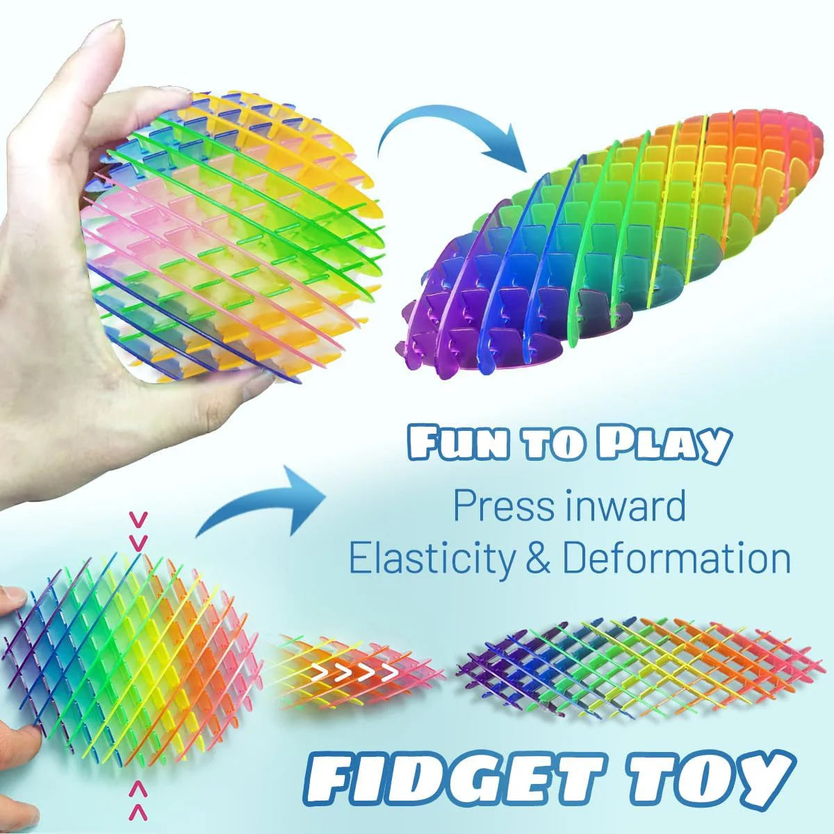 Fidget Worm Toy Stretchable Elastic Mesh Stress Relief Toys for Kids&Adults 3D Telescopic Decompression Sensory Toys Party Gifts