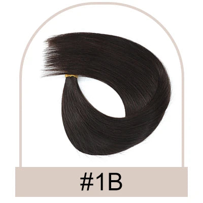 Straight human hair drawstring ponytail hairpiece with wraparound clip for women, natural style