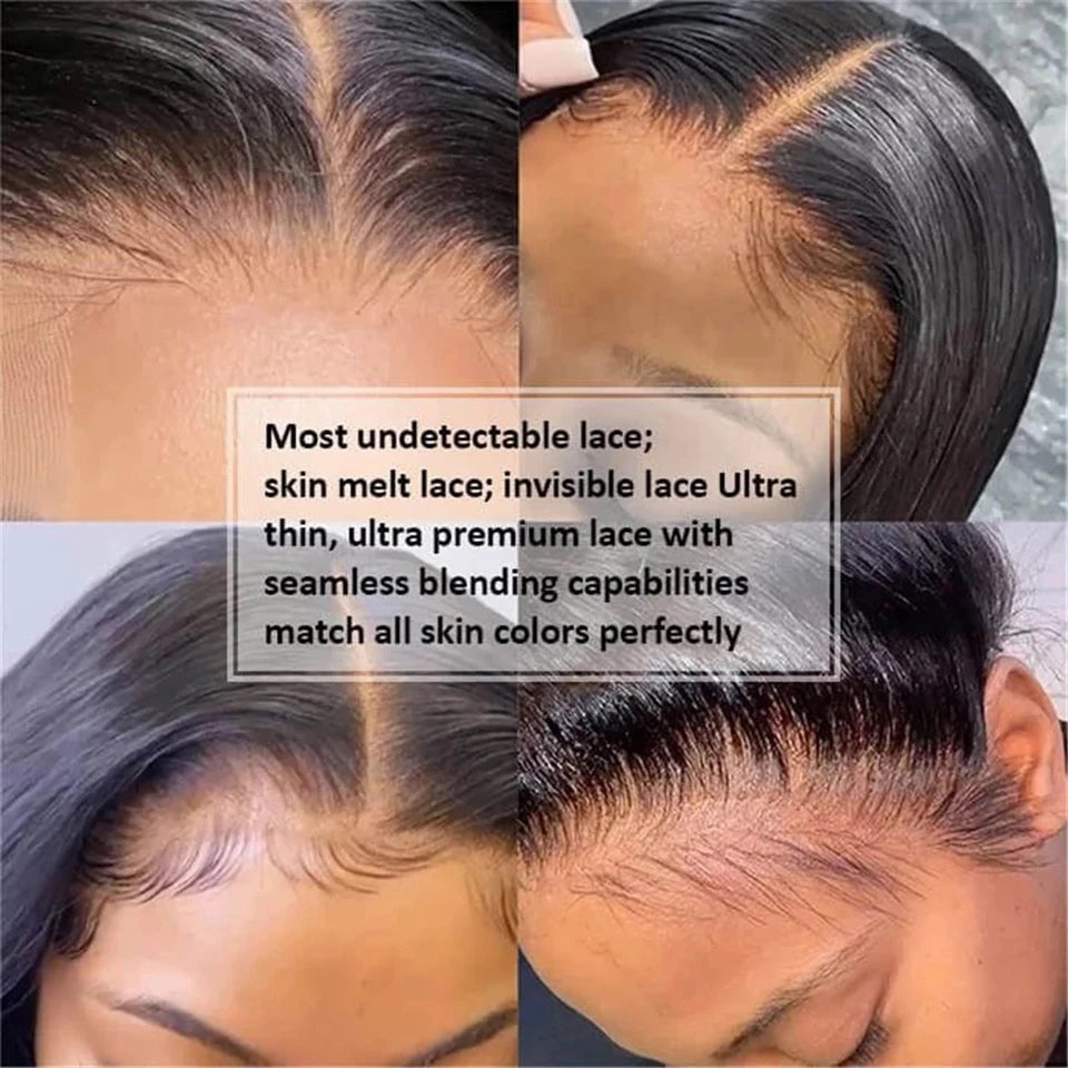 30 40 Inch Bone Straight 13x6 HD Lace Frontal Wigs Pre Plucked Brazilian Transparent Lace Front Human Hair For Women 250 Density