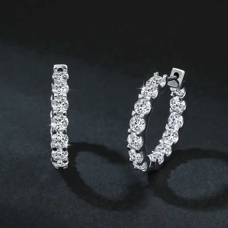 3.0 D color moissanite hoop earring in 925 sterling silver for women, HSF Marketplace jewelry