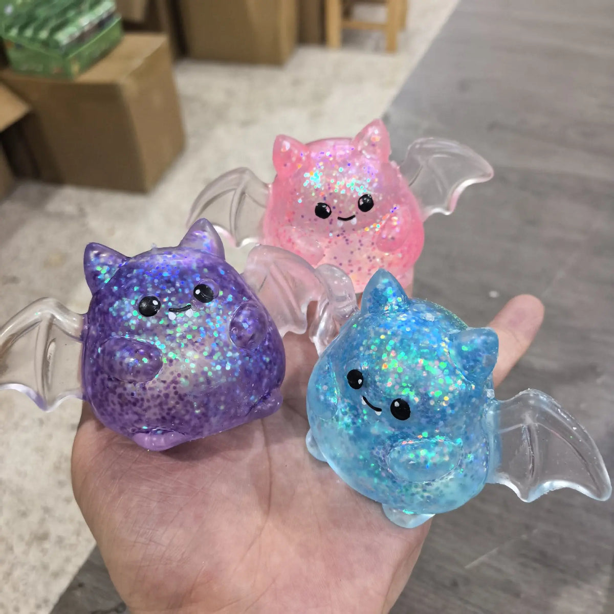 Glitter luminous Maltose squishy stress relief toy from HSF Marketplace, perfect for Halloween party favors and sensory play.