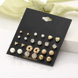 Vintage gold stud earrings set for women by HSF Marketplace, featuring trendy classic designs