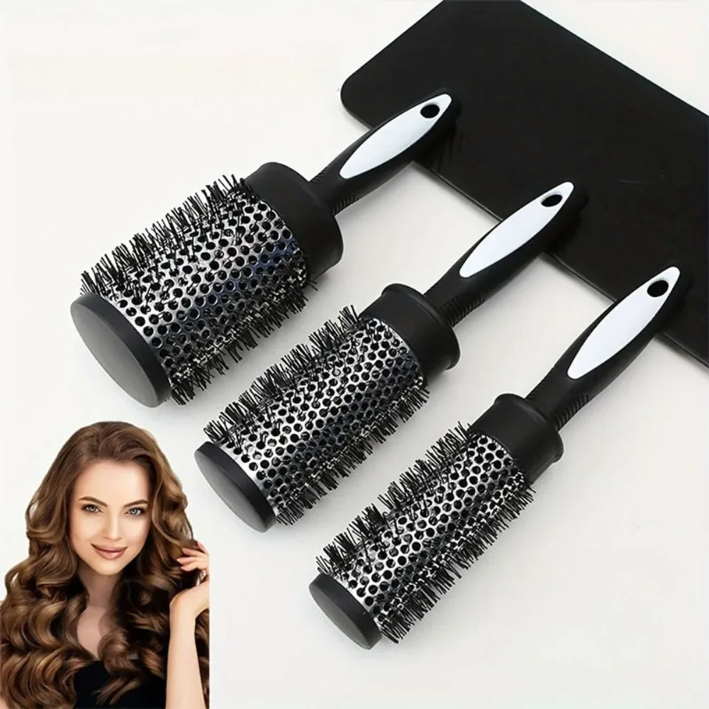 Thermal Round Hair Brush Set Anti-slip Handle Nylon Bristle Salon Hairdressing Curle Roller Comb Blow Drying Volume Styling Tool