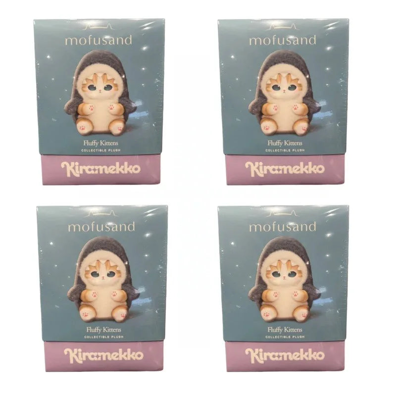 Mofusand cat vinyl plush blind box keyring, cute cartoon animal mini collectible figure bag hanging ornament