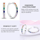 925 sterling silver hoop earrings with zirconia, hypoallergenic jewelry for women and girls