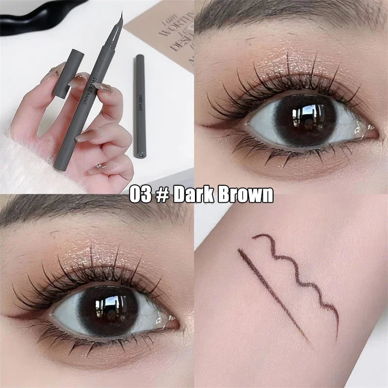 HSF curved eyeliner pen, quick-dry liquid eye liner in black and brown for ultra-fine lower eyelash makeup