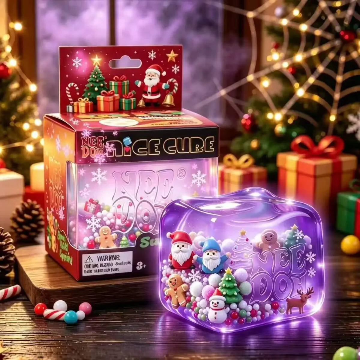 NeeDoh Nice Cube Squishy Toy Halloween Christmas Themed Squeeze Fidget Cube Stress Relief Sensory Toy Kids Adults Holiday Gift