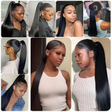 10-24 Inch Straight Drawstring Ponytail Human Hair Extensions 12A Brazilian Remy 100% Human Hair Ponytail 100g/pc For women
