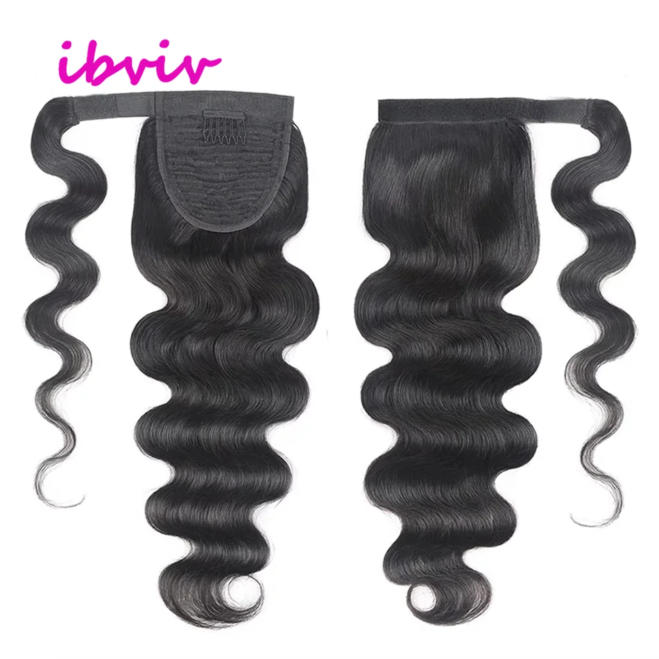 Straight wrap-around Remy human hair ponytail extension, 100g, 10–32 inches, by HSF Marketplace