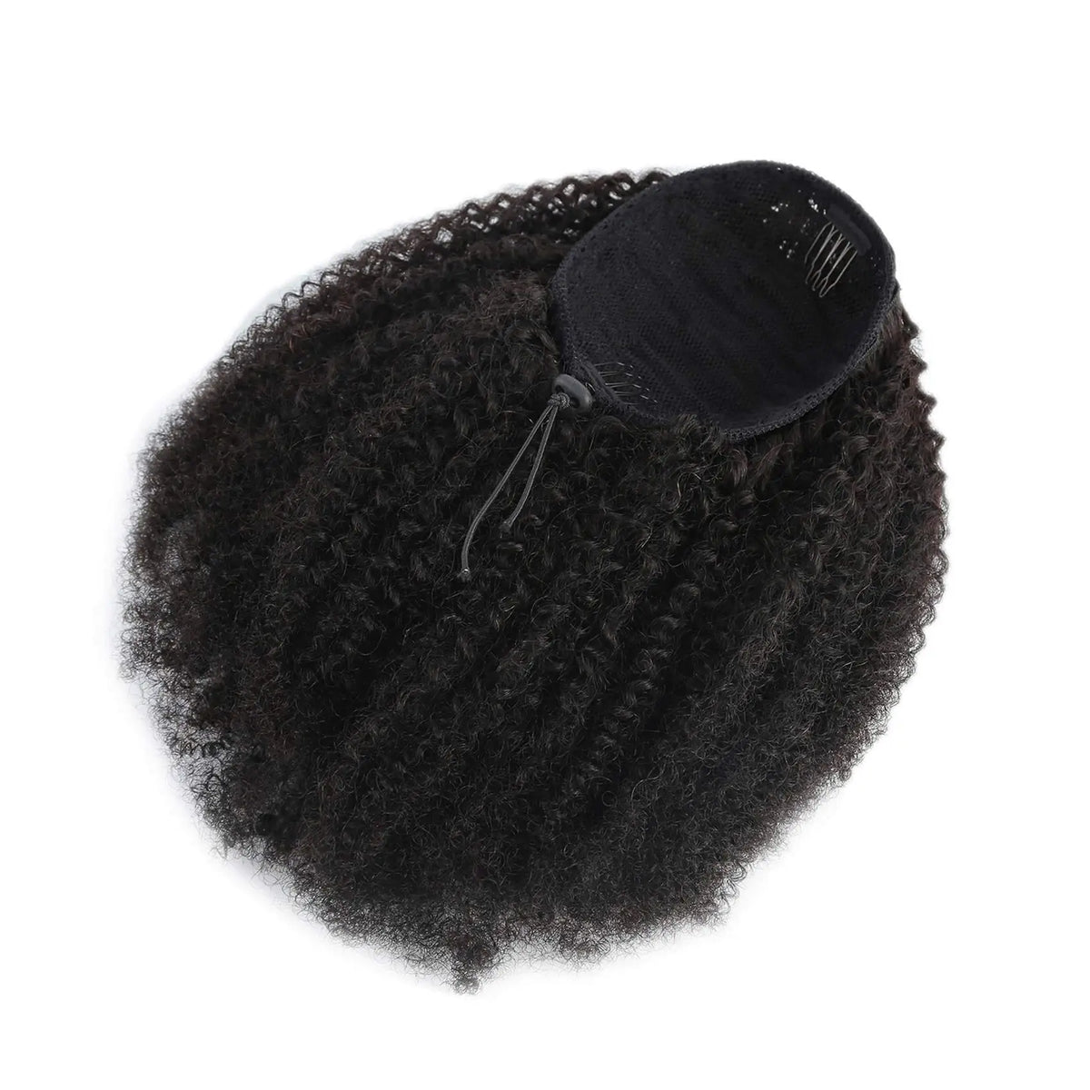 4B/4C human hair drawstring ponytail with afro kinky curly Remy extensions, 10–24 inch clip-in style