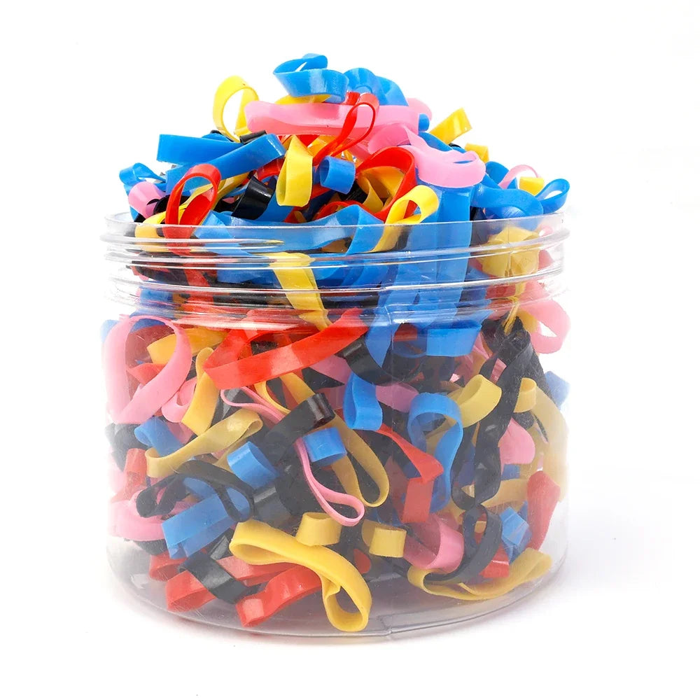 500pcs/box High Elasticity Thicken Disposable Rubber Bands Girls Pigtail Holder Hair Ties Colorful Hair Band Hair Accessories