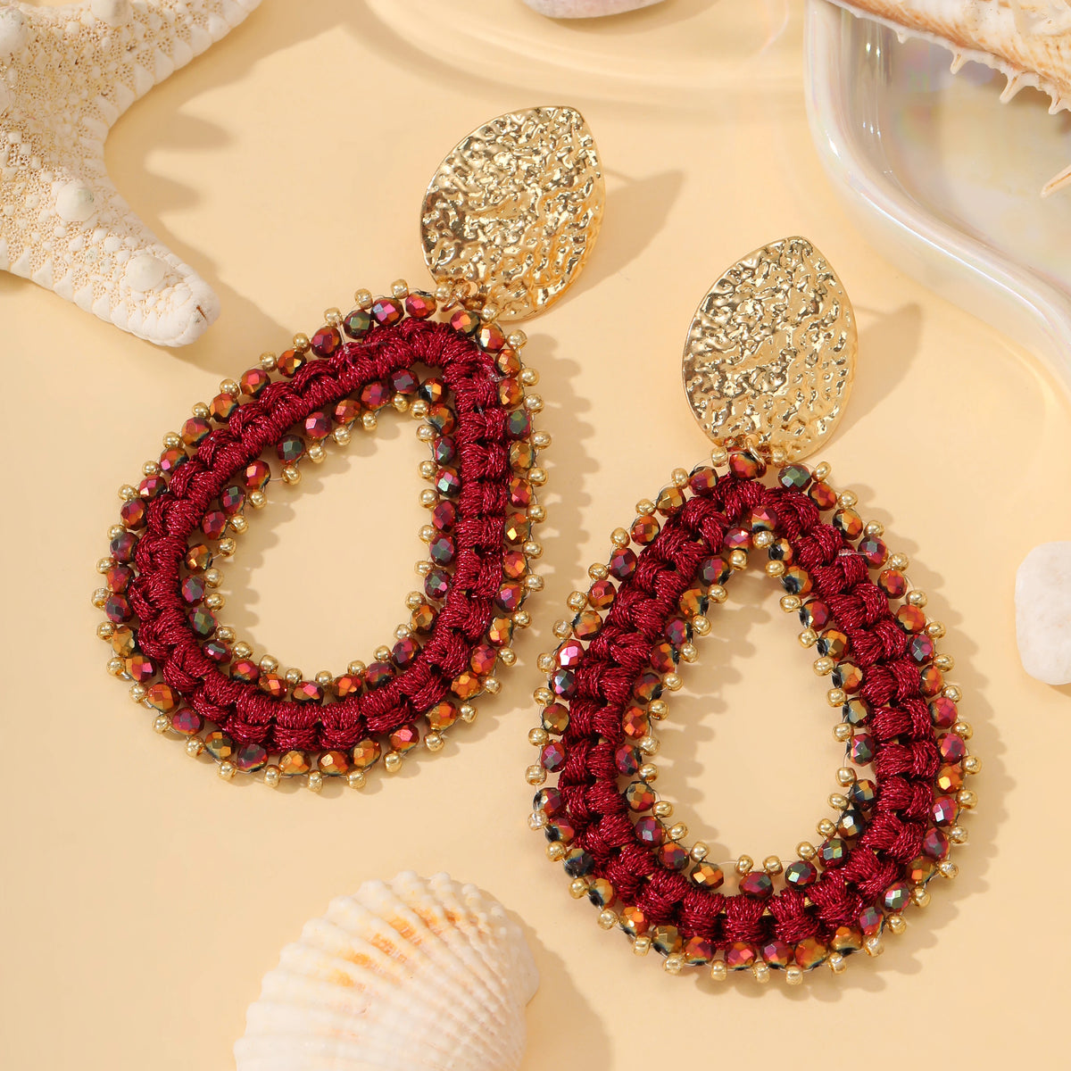 Colorful handmade water drop shape earrings for women by HSF Marketplace