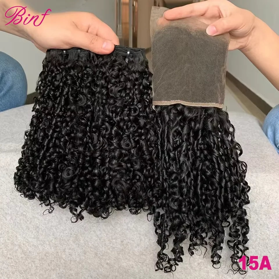 8-24" Burmese Pixie Curly Bundles With HD Lace Closure Human Hair Bundles Deal Vietnamese Raw Hair Bundles Spiral Curly Hair