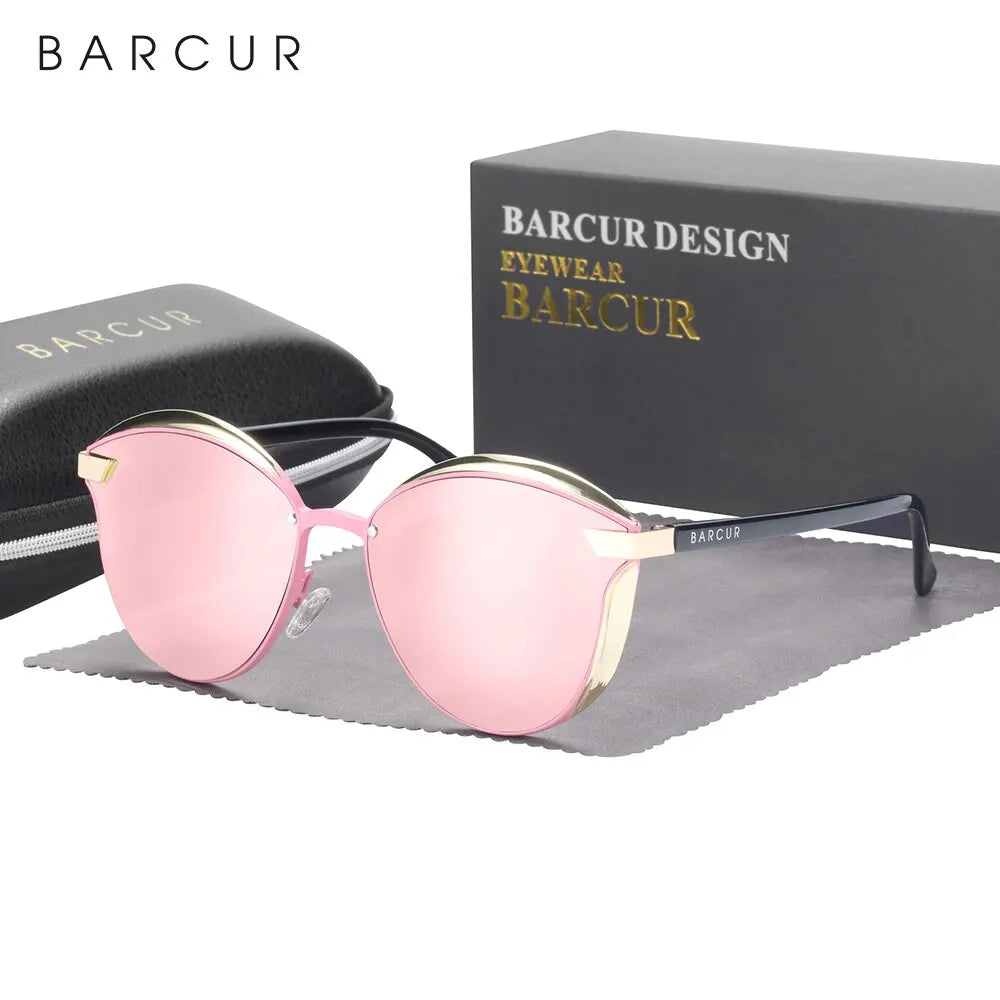 HSF Marketplace BARCUR Style polarized sunglasses for women, round frame, UV protection, fashionable eyewear accessory.