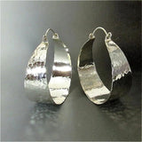 Silver plated hammered hoop earrings for women by HSF Marketplace