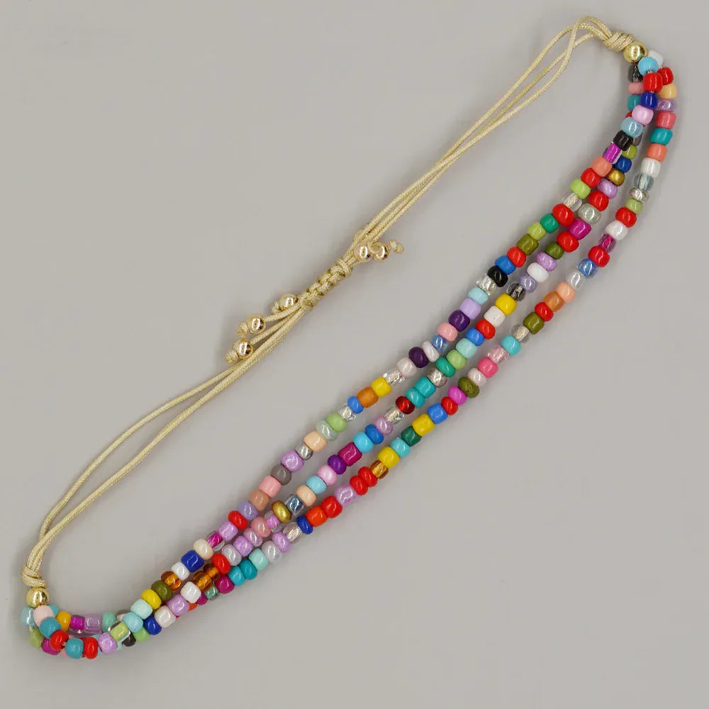 Go2Boho Summer Product Beach Jewelry Miyuki Beaded Bracelet Rainbow Colored Beads Adjustable Rope Surprise Beach Gift for Girls