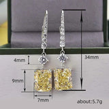 Yellow CZ dangle earrings for women, modern bridal jewelry by HSF Marketplace