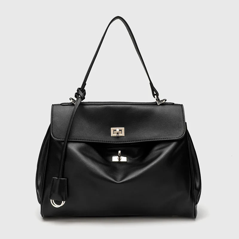 Large capacity women's split leather tote bag with spacious interior and everyday handbag design