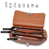 Luxury genuine leather women's crossbody handbag with adjustable strap and classic design