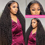 13x6 Glueless Brazilian Deep Wave Curly HD Lace Frontal Wig 250 Density Preplucked Water Resistant Human Hair for Women
