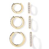 925 sterling silver 18k gold plated zirconia huggie hoop earrings, 6-piece set for women
