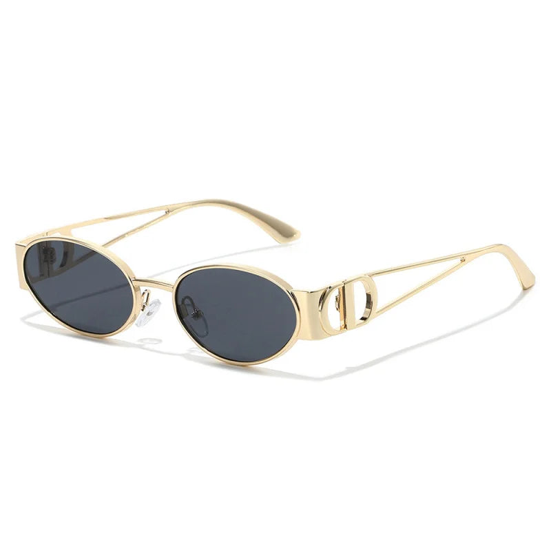 Luxury HSF Marketplace women's sunglasses with small oval frame, UV400 protection, stylish European design for street fashion.