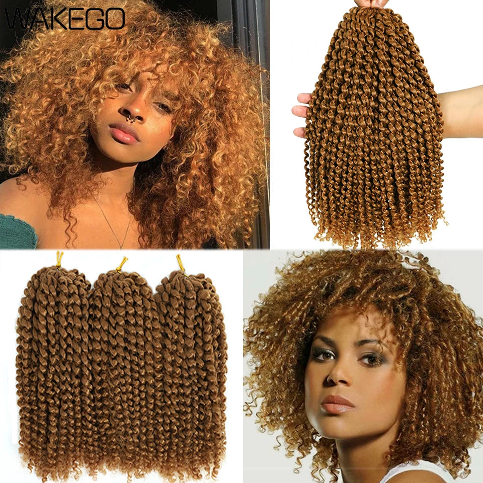 Wakego 12 Inch Marlybob Crochet Braids Afro Curly Short Passion Twist Marlybob Jerry Curl Crochet Hair Kinky Twist Braiding Hair