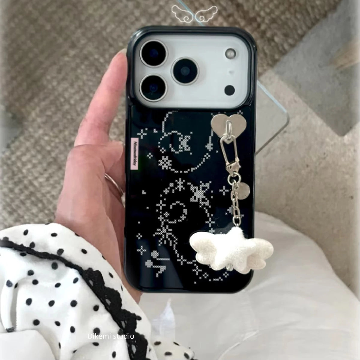Cute pixel rabbit angel wings phone case for iPhone models by HSF Marketplace