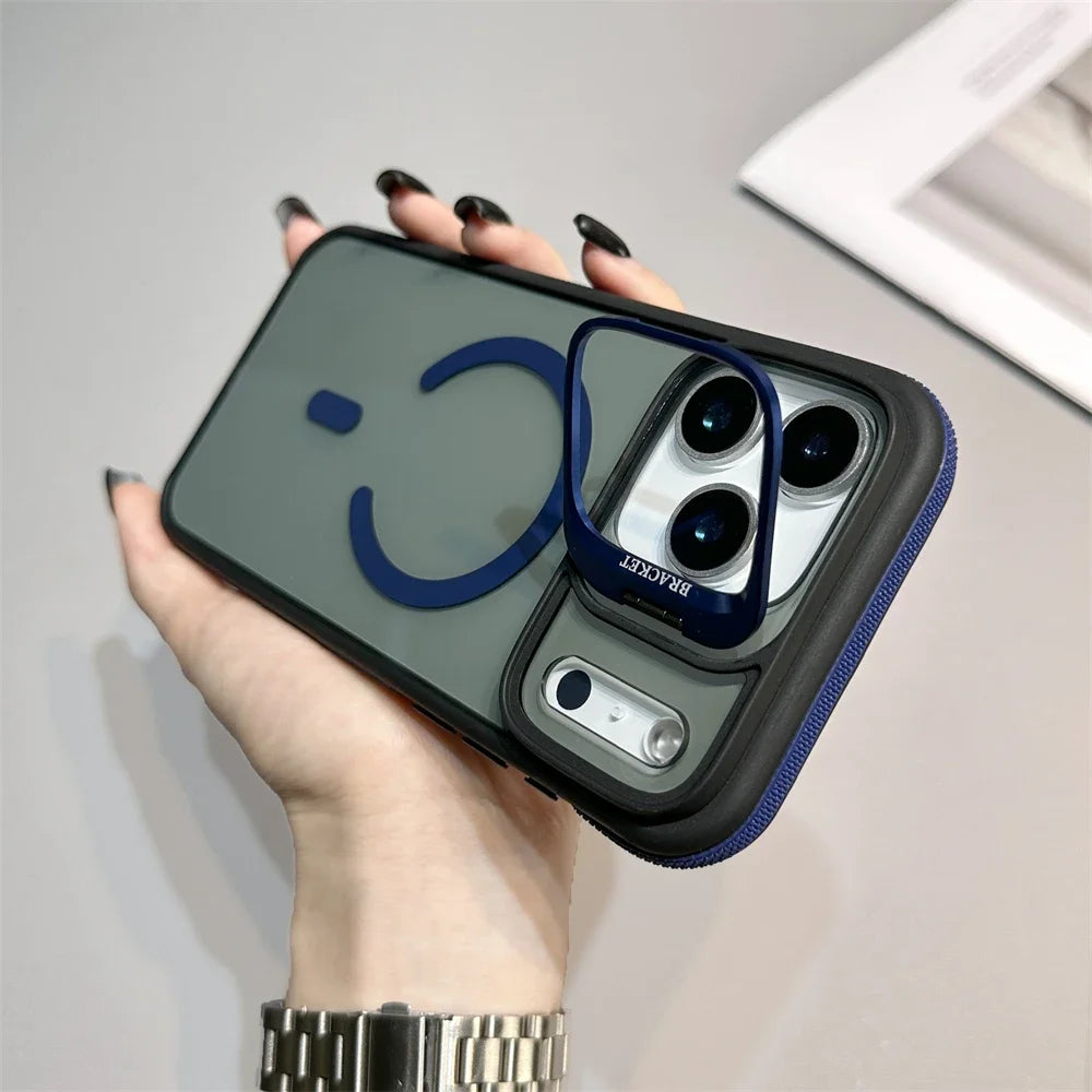 Magnetic matte phone case with kickstand for iPhone 17 and iPhone 16 by HSF Marketplace