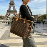 Elegant leather diaper bag by HSF Marketplace, large capacity women's shoulder tote with classic crossbody design and multiple compartments.