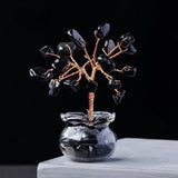 Natural Crystal Raw Stone Fortune Gravel Crystal Tree, Hand-Woven mini Lucky Crystal Tree Ornament for Home and Car