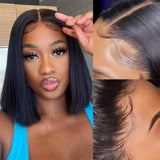 Bob Wig Human Hair 220% Density 13x4 HD Lace Frontal Short Straight Lace Front Bob Wigs For Black Women Human Hair Pre Plucked Straight 13x4 Bob Wig Human Hair 220 Density Transparent Lace Frontal Wig  Brazilian Human Hair