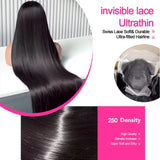 250 density Brazilian human hair wig with 13x4 HD transparent lace frontal and bone straight style for women