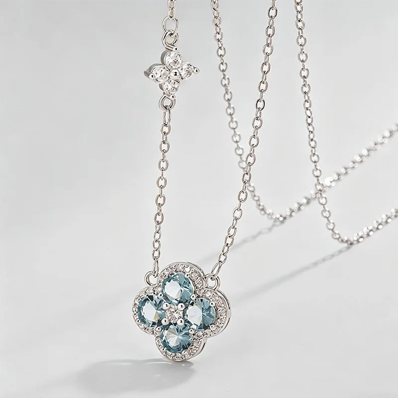 925 sterling silver four-leaf clover pendant necklace for women by HSF Marketplace