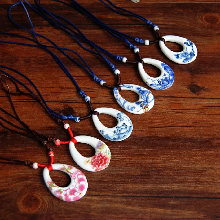 Women's ceramic necklace with pendant, fashion jewelry by HSF Marketplace, stylish and elegant accessory for women
