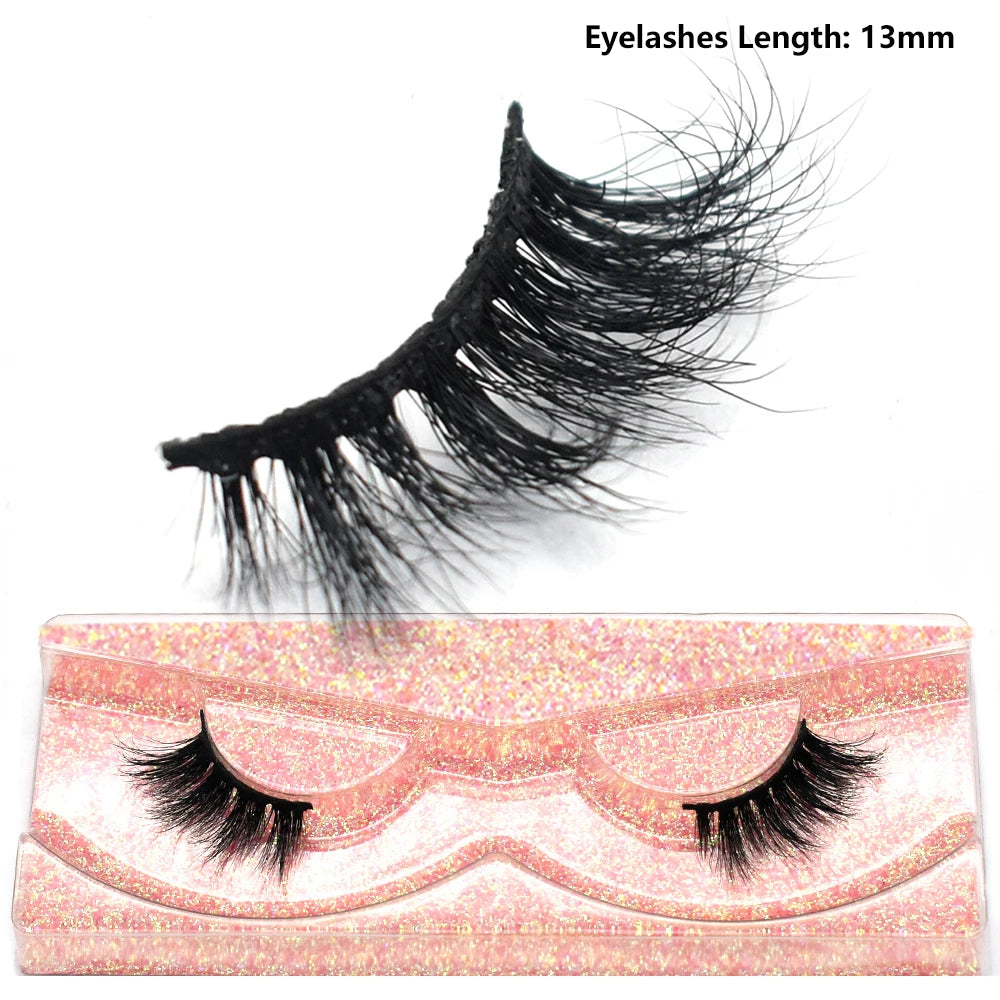 3D Mink Half Eye Lashes Natural Lightweight Short Fake Eyelashes Soft Fluffy Clear Band Strip Mink Lashes Extension