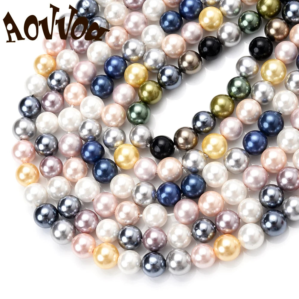 Natural freshwater shell pearls beads for jewelry making, assorted round shapes and colors