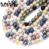 Natural freshwater shell pearls beads for jewelry making, assorted round shapes and colors