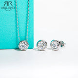 Moissanite stud earrings and necklace set in 18K gold and silver by HSF Marketplace