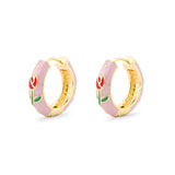 Flower cloisonné hoop earrings for women in a colorful bohemian style by HSF Marketplace