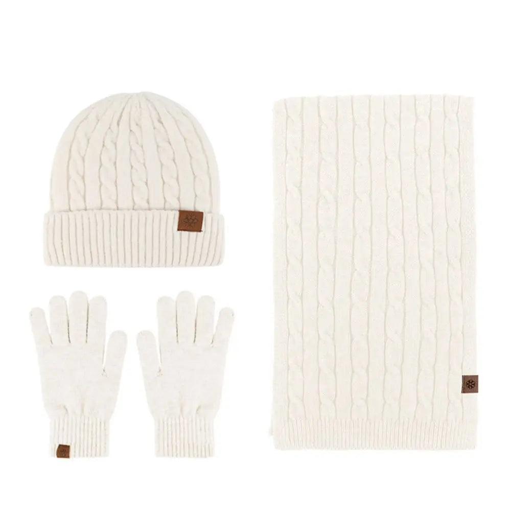Warm 3-in-1 winter beanie hat, scarf, and gloves set by HSF Marketplace