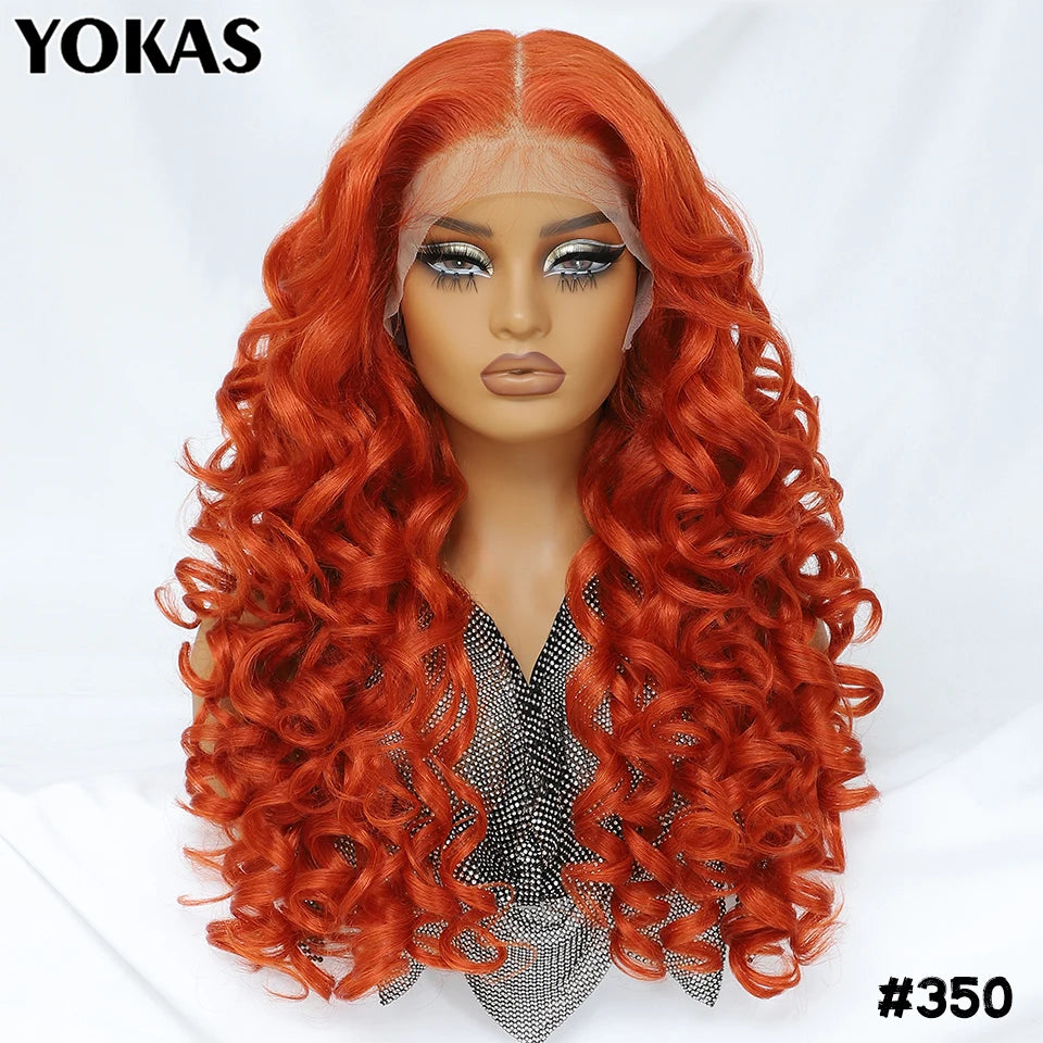 Latisha Lace Frontal Wigs 13x6 Synthetic High Temperature Fiber HD Lace Frontal Wigs 24 Inch Loose Curls Lace Wig For Afro Wome