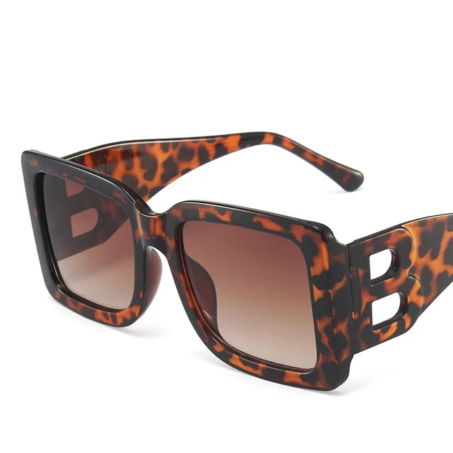 Luxury black women's sunglasses with square frames by HSF Marketplace, retro style, UV400 protection, trendy designer eyewear.