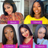 Rebecca black bob wig by HSF Marketplace, human hair lace front wig with reddish brown color, straight Peruvian hair, T lace part