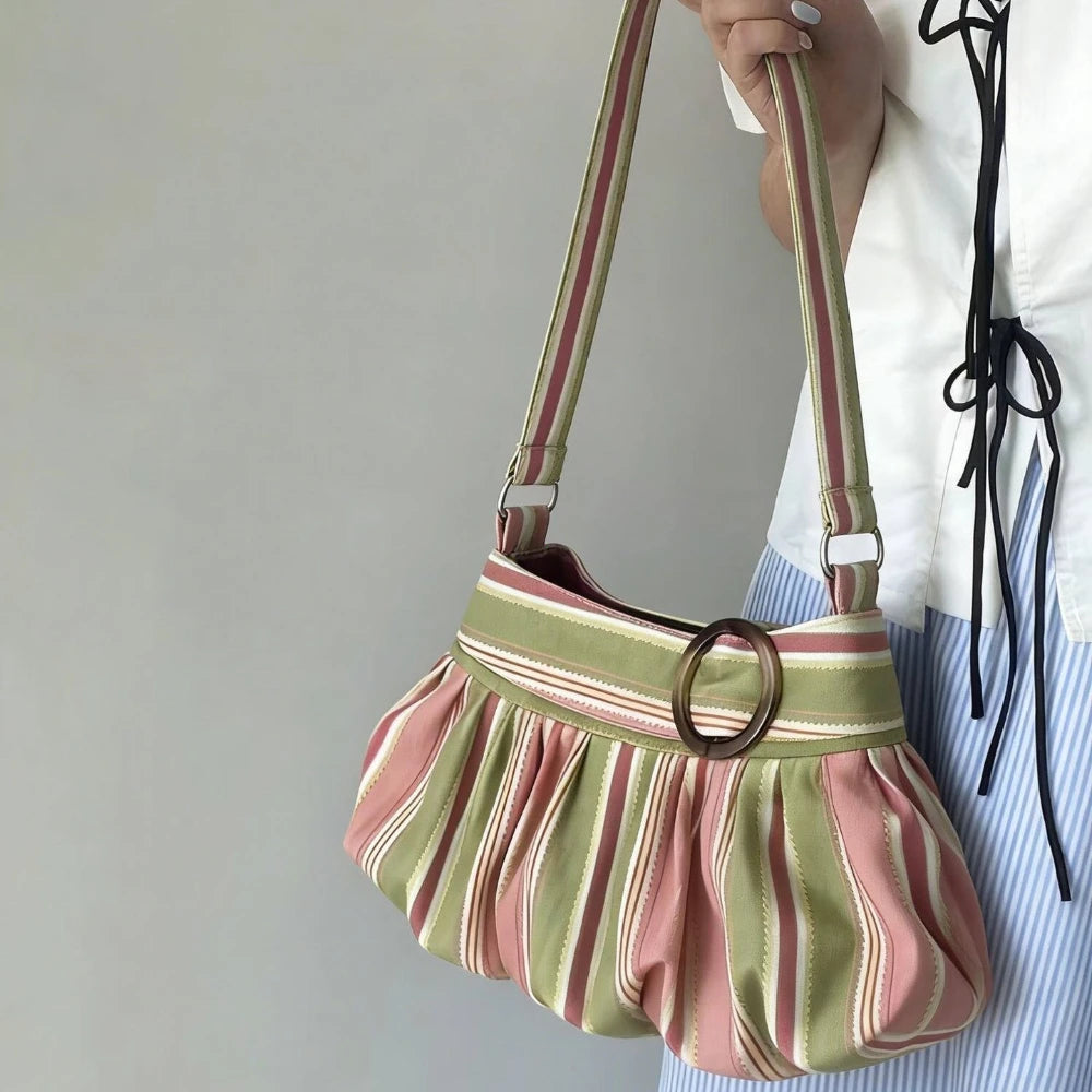 Y2K striped leopard shoulder bag for women, vintage luxury handbag design with animal print pattern