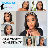12-inch straight headband wig for Black women, natural Remy human hair, HSF Marketplace