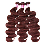 Reddish brown body wave human hair bundles with lace closure by HSF Marketplace