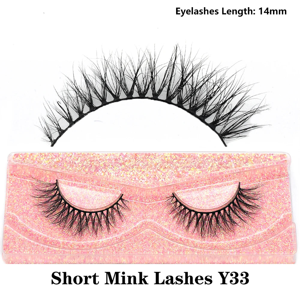 Fluffy wispy short clusters of 3D real mink false eyelashes by HSF Marketplace