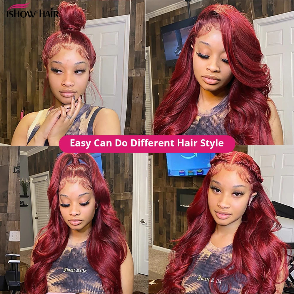 99J Burgundy Body Wave Human Hair Extensions with 4x4 Lace Closure And 5x5 Lace Closure Remy Hair Bundles for Women